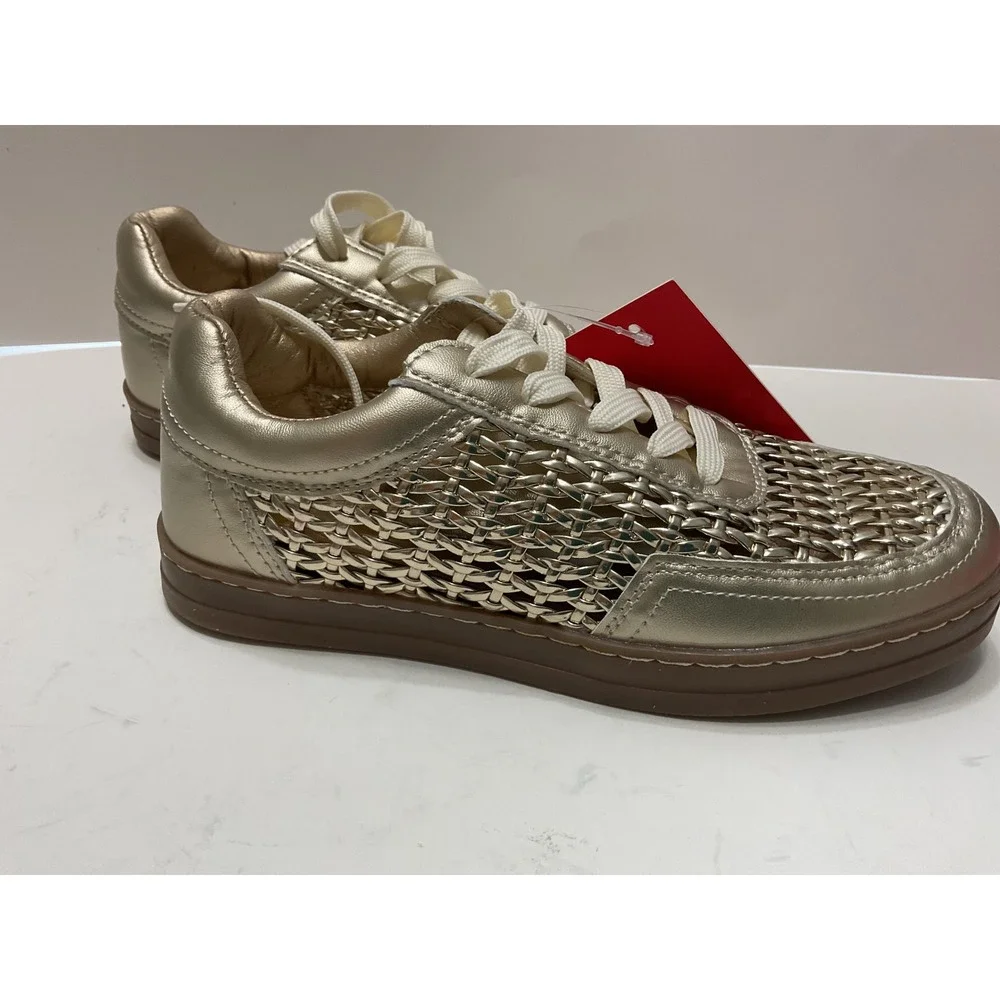 Rampage Gisela Gold Metallic Braided Lace Up Fashion Sneakers Womens Size 7 NEW